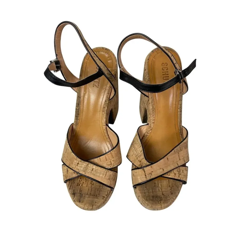 Schutz Keefa Crisscross Straps Open Toe High Platform Strappy Heels Sandals 9.5B